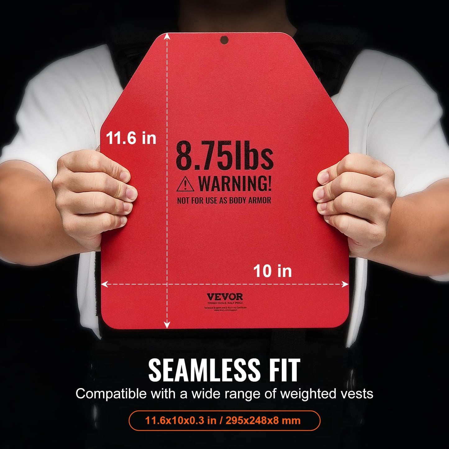 VEVOR Weight Vest Plates, 8.75 LB Pairs, Premium Steel Weighted plates, Contoured Ergonomic Fit – WODs, Additional Weight for Vests, for Strength Training, Running, Fitness, Heavy Workouts