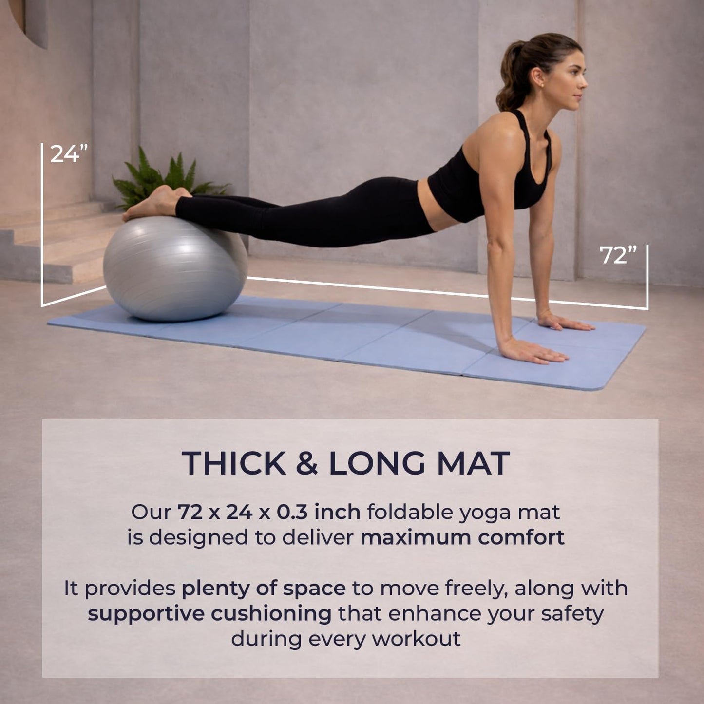 Pilavelle Foldable PILATES MAT with 3 Resistance Bands Set, Pilates Ball & Yoga Ball — 6-Piece Pilates Kit, Extra Thick Workout Mat, Air Pump Included. At Home Workout Equipment for Women and Men