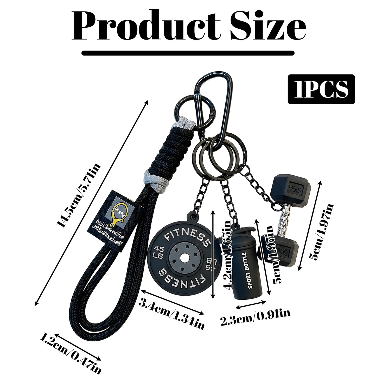 Enyyfit 1PCS PVC Material Dumbbell Keychain & Fitness Keychain with Barbell Plate, Barbell Keychains Gym Bag Charms for Fitness Lovers