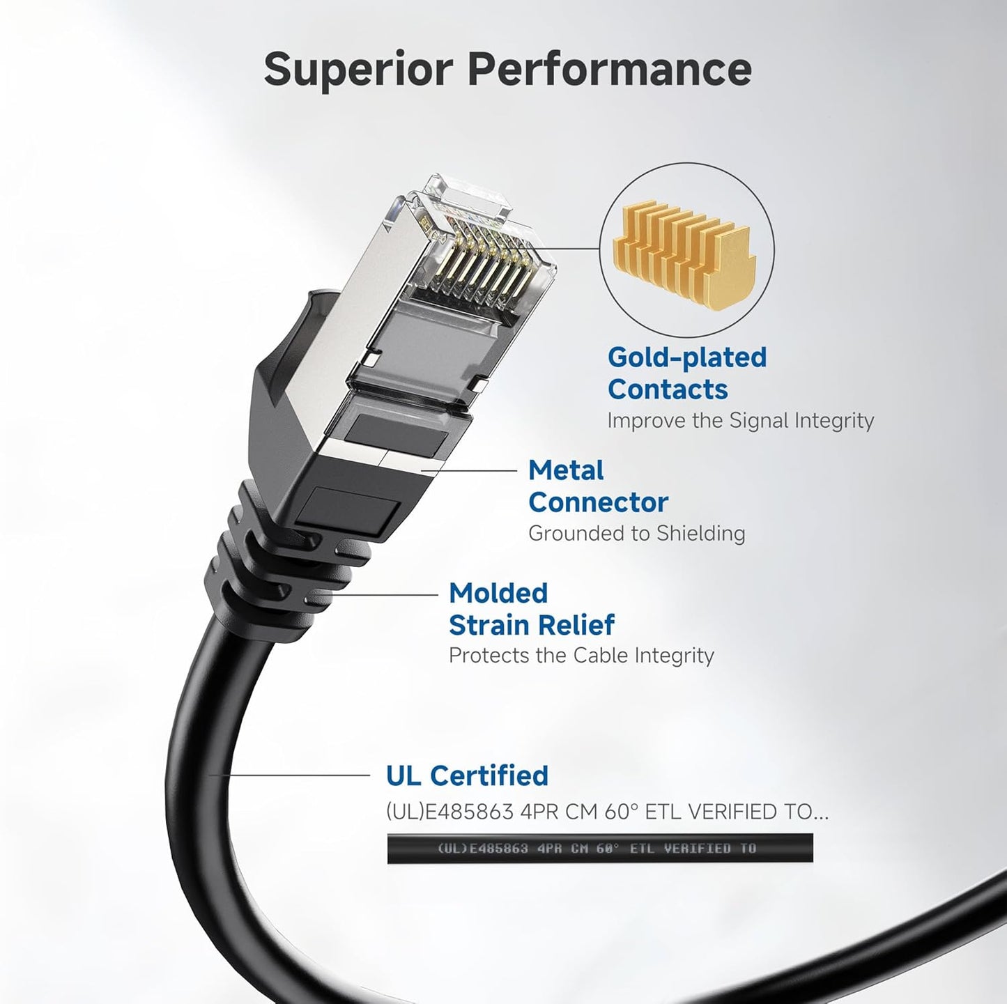 10Gbps 6A 5ft, 6A Cat6A Cable Matters Snagless Shielded Cat Ethernet Cable - Cat Cable, Cord, Ethernet Cord, Black