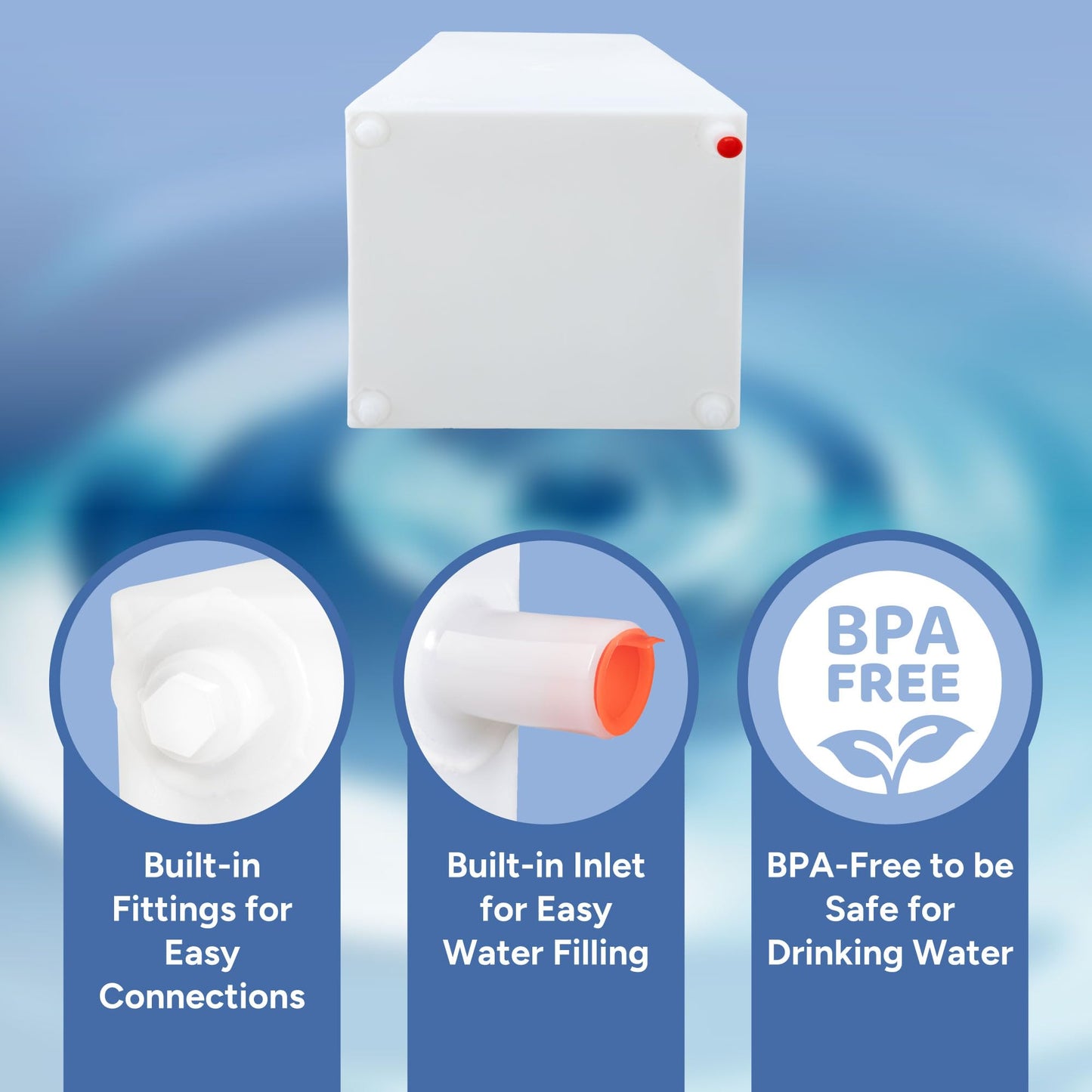 RecPro RV Fresh Water Tank 65 Gallon for Drinking and Potable Water | 44.5” x 19" x 17.25” | BPA Free | Fresh or Gray Water Plastic Storage | Made in America