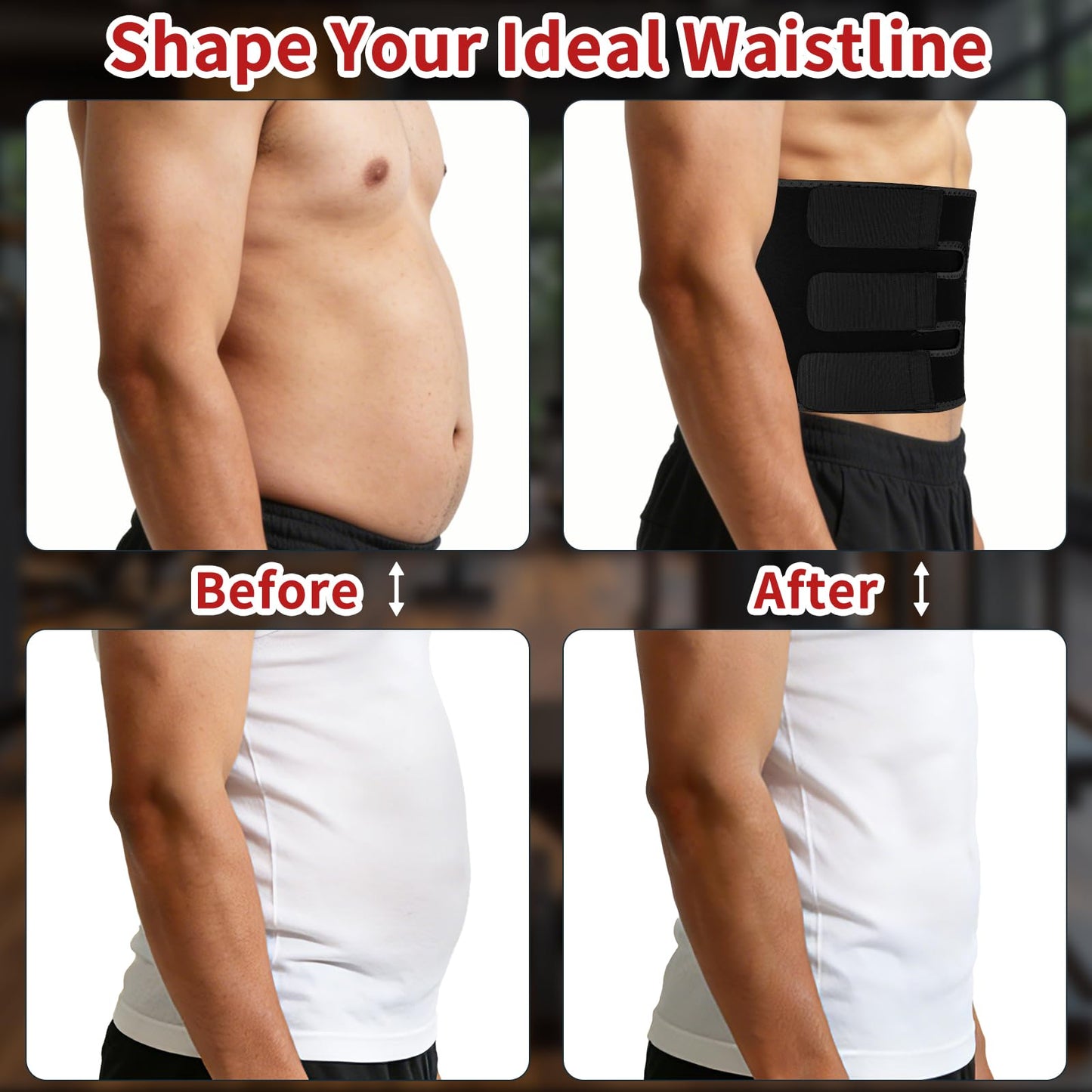 NEWCOO Sweat Waist Trainer For Women Men Waist Trimmer Sweat Belt Band Stomach Wrap Faja For Workout Weight Loss Lower Belly Fat Black