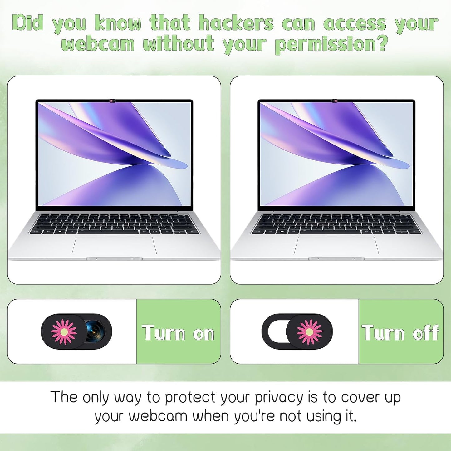 Styquenzer 0.7mm 3 Cute Thin Flower Laptop Camera Cover Slide, PCS Computer Camera Cover Slide, Protect Your Visual