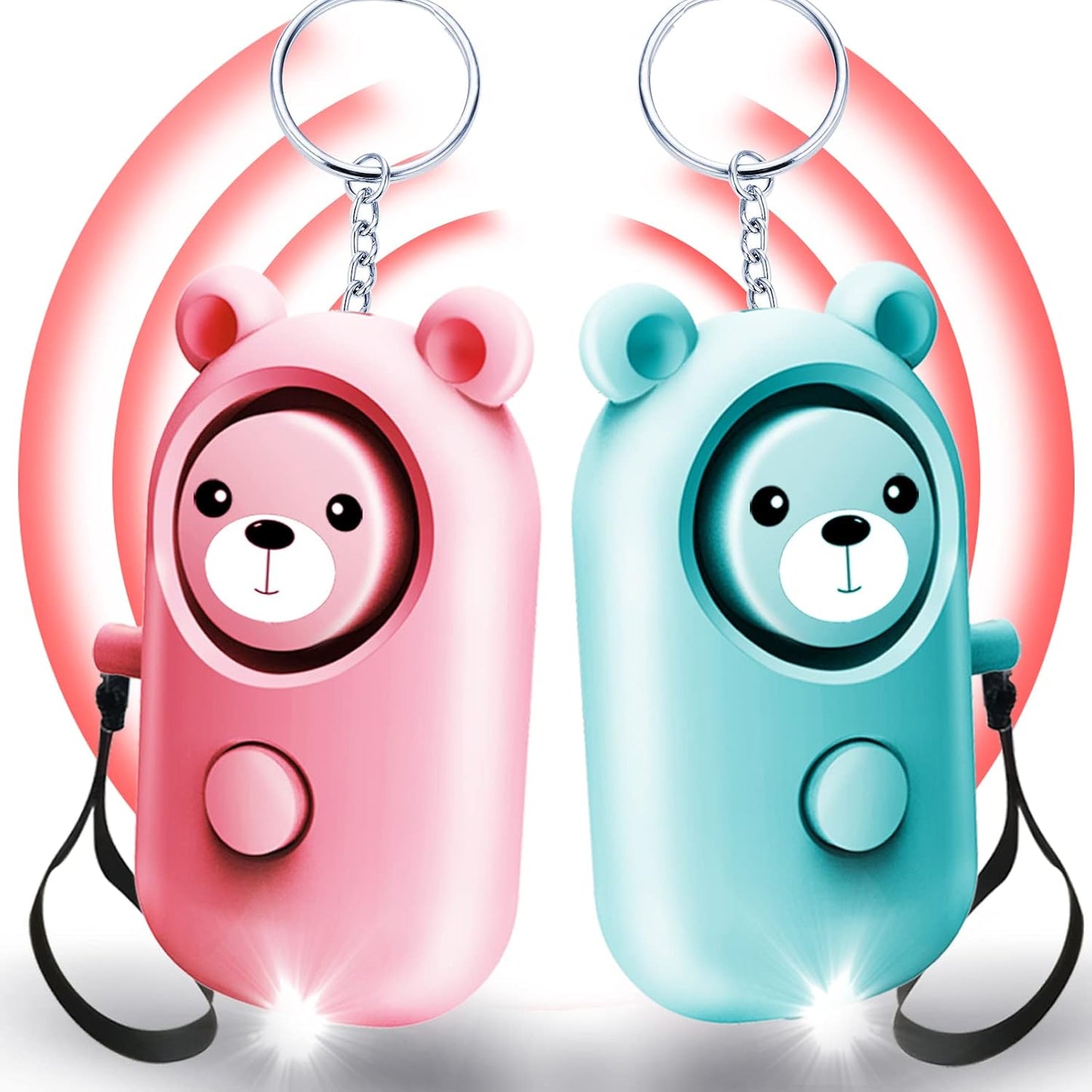 SRTKBEU 2 Pack 130dB Personal Alarms for Women Keychain Safety for Kids Elders, Loud Siren Safe Sound Security Self