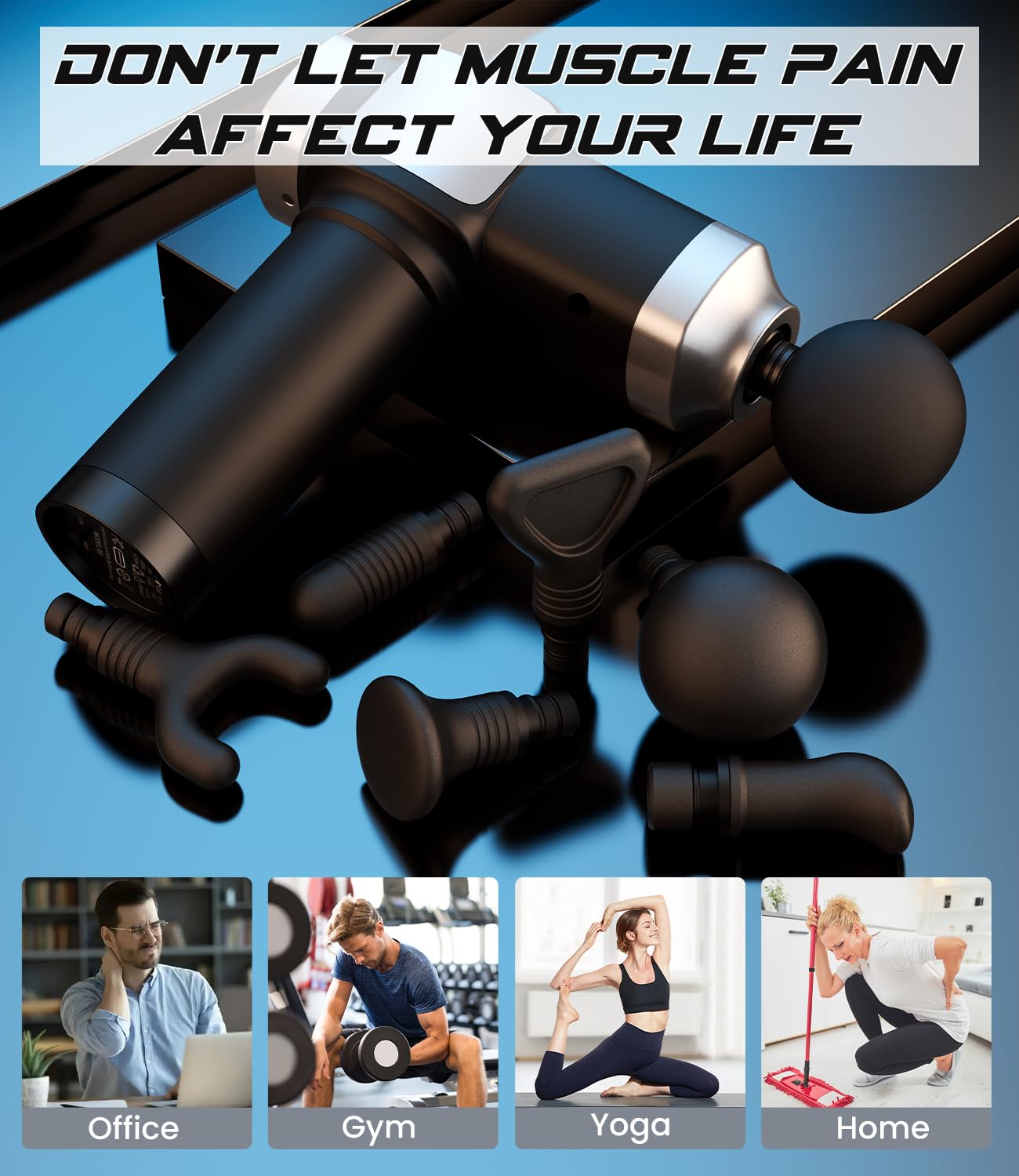 CAMEFER Deep Tissue Massage Gun, Portable Percussion Muscle Massager with 30 Speeds & 6 Attachments, Handheld Electric Back & Neck Massager for Pain Relief