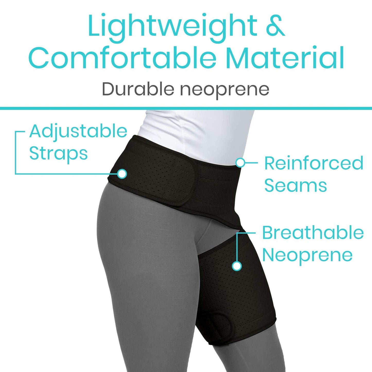 Vive Hip and Groin Brace - Sciatica Brace - Bursitis Hip Pain Relief for Women and Men - Hip Flexor Compression Wrap Support - Thigh, Hamstring Recovery for Joints, Nerve Pulled Muscles and Arthritis