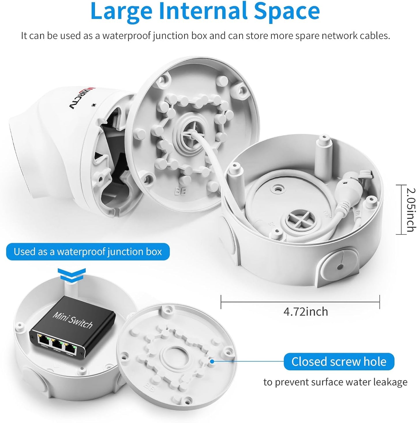 Cable(4 Pack) Universial Security Camera Junction Box ABS Waterproof Wall Mounting Brackets for CCTV Camera Hide