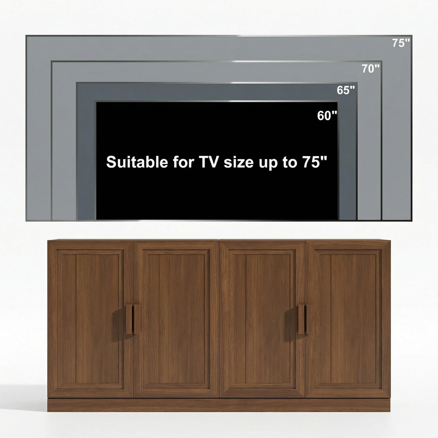 Casaphoria Adam Sideboard Buffet Cabinet with Storage, Sideboard Cabinet with Rattan Doors & Adjustable Shelves, 62" W x 31" H Coffee Bar for Entryway Kitchen Living Room, Walnut