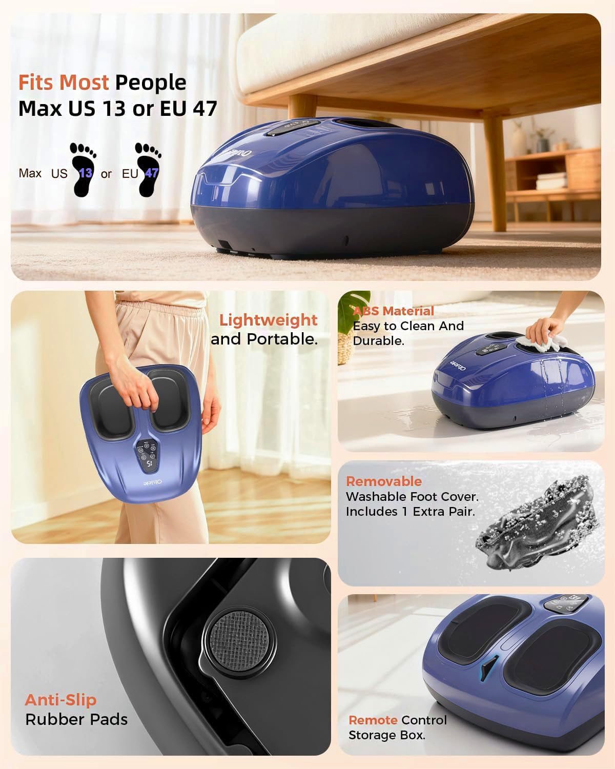 Ohiele Foot Massager with Heat,Shiatsu Deep Kneading Massager for Plantar Fasciitis, Foot Massage Machine with Multi Massage Modes & Remote Control for Pain Relief (Purple)