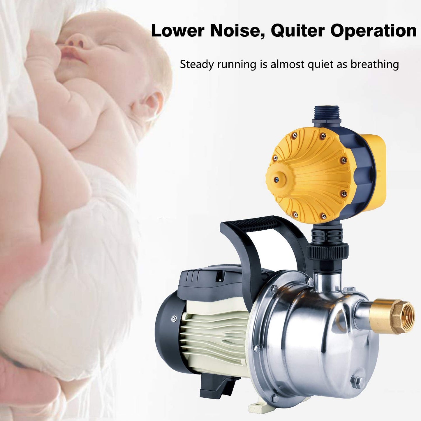 TDRRICH 1/2HP water pressure booster pump with Smart Controller for whole house，Self-priming Jet Transfer Pump Pressure Switch Automatic System 110v AC for Lawn Garden Sprinkler Irrigation