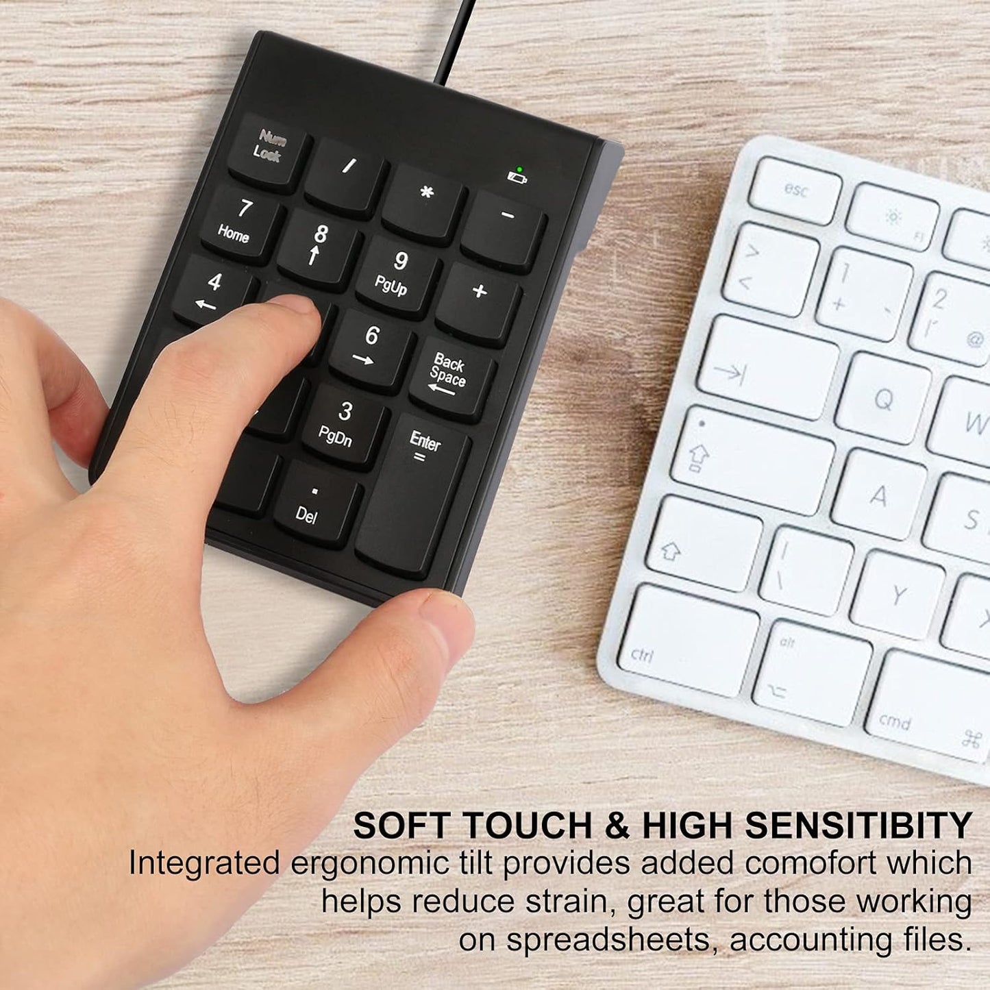 DFCROMI 10 Numeric Keypad for Laptop, Key USB Keypad, Portable Ultra Slim Mini Numpad External Numbers Keyboard Pad