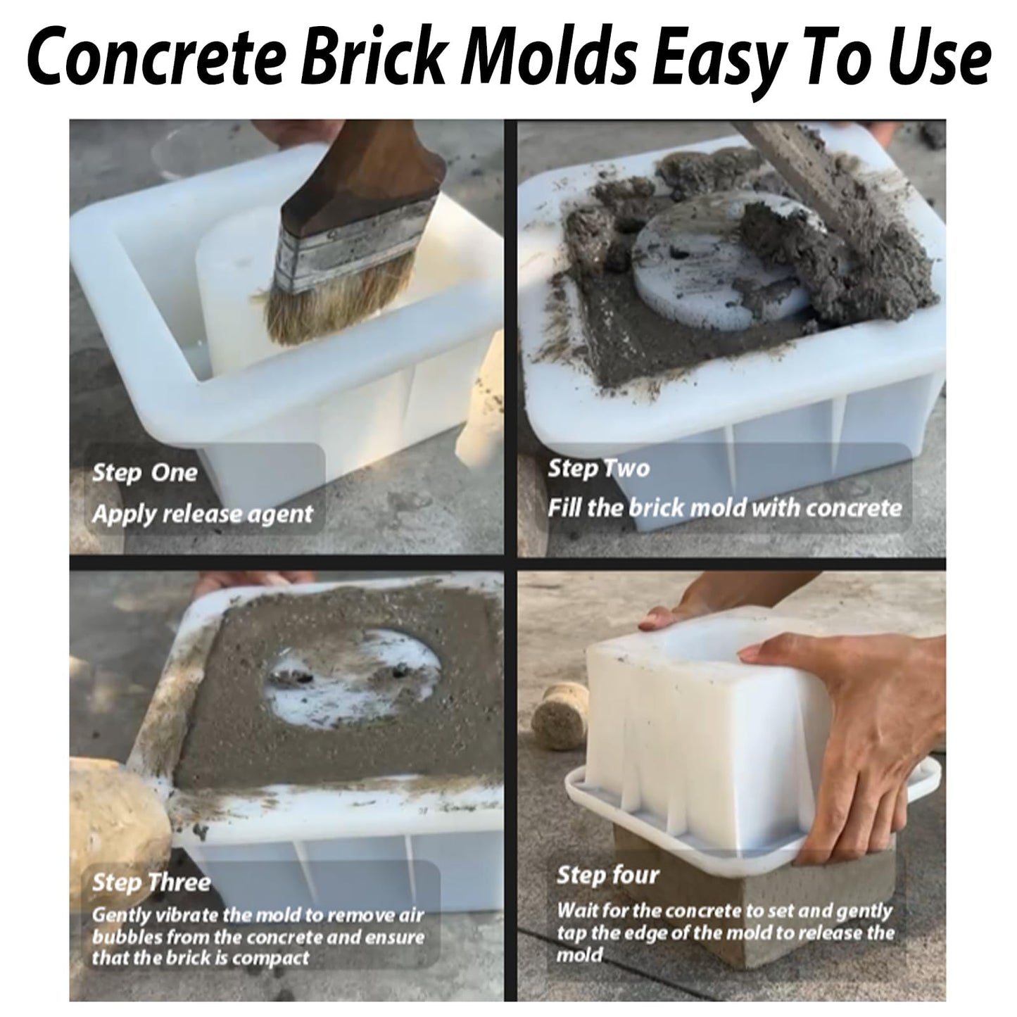 MWYZGMOLD Concrete Brick Molds - Reusable ABS Plastic Square Hollow Block Molds for DIY Garden Wall,Pathway Edging,Planter - Cement Block Mold for Construction, Landscaping