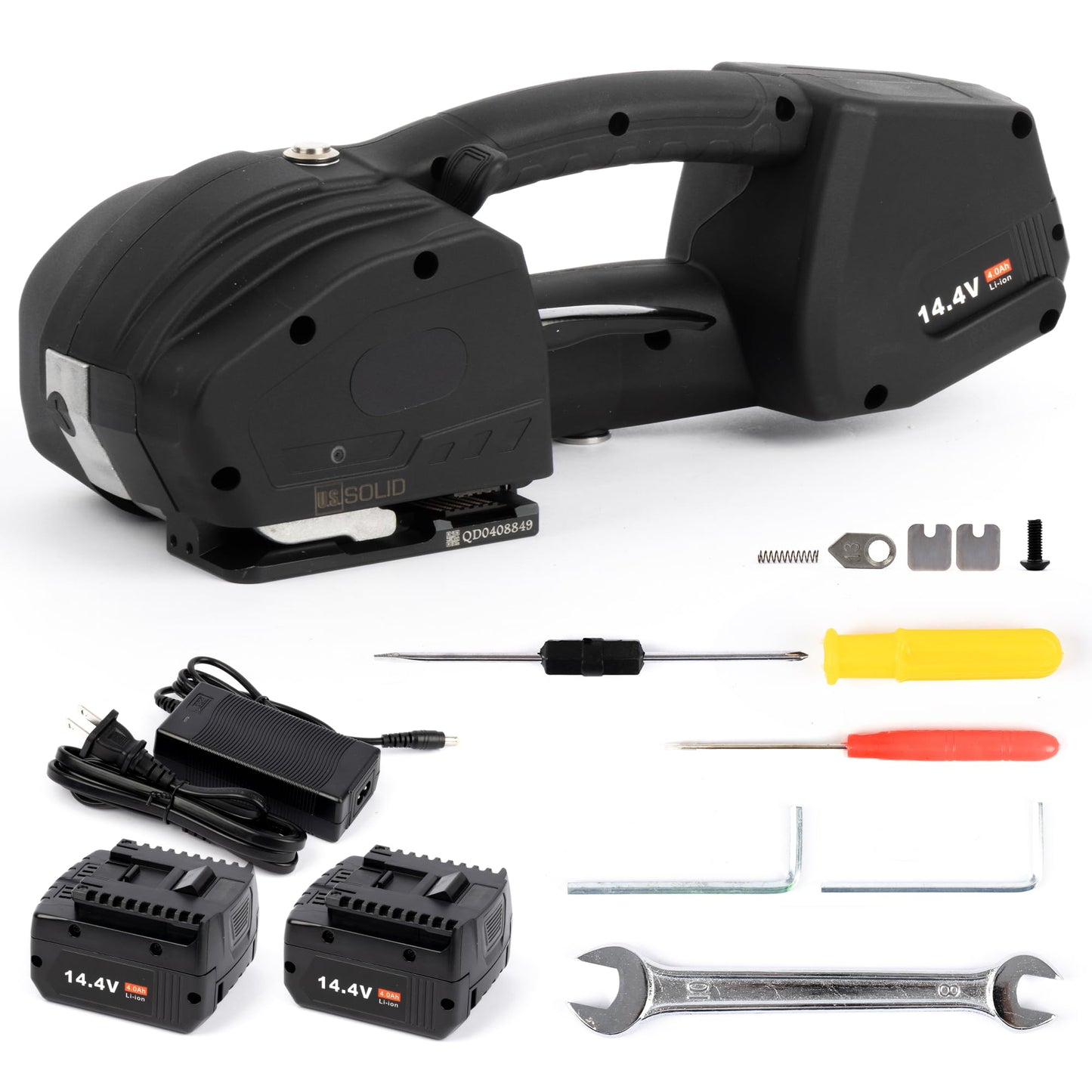 U.S. Solid Electric Strapping Machine with LCD Screen for 1/2-5/8in PP PET Straps 2×4000mah Battery Powered Automatic Strapping Banding Machine for Box Pallet