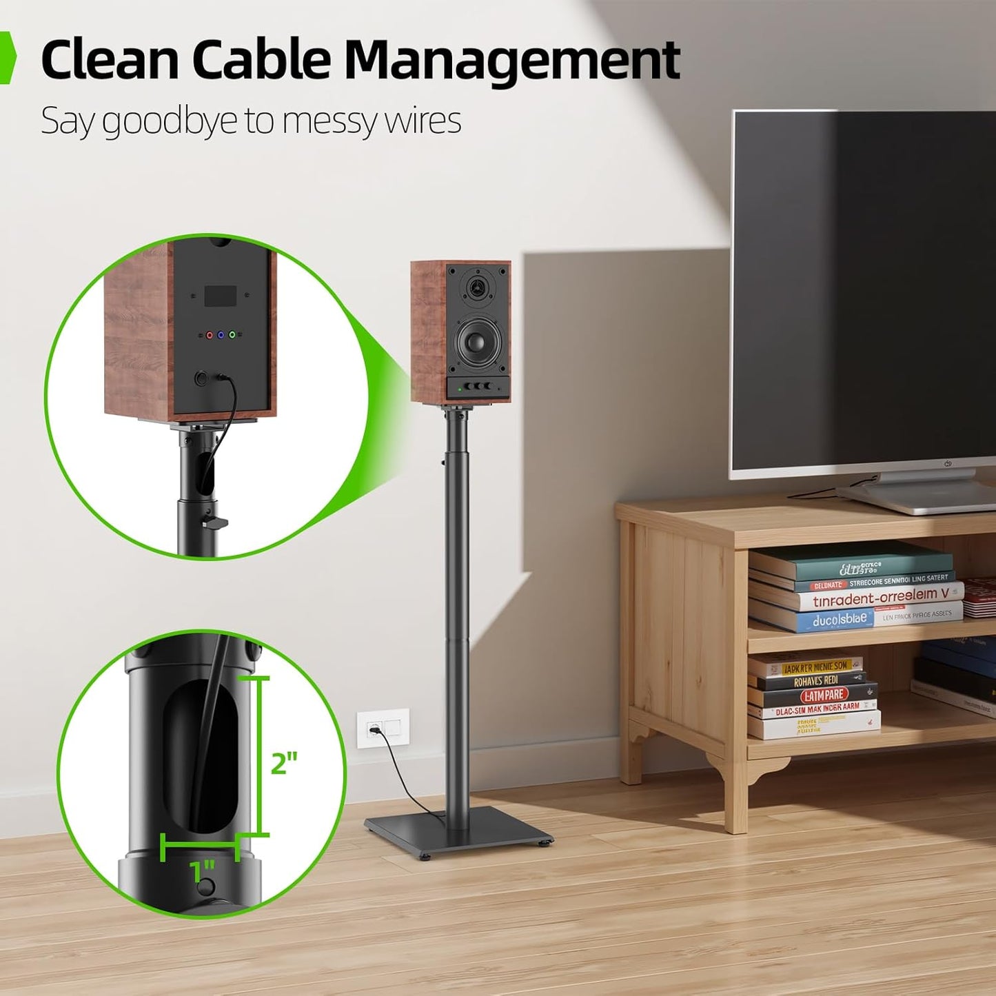 USX MOUNT Bookshelf Speaker Stands - Height Adjustable 32-42 Inch for Surround Sound Speakers | Max Load 11 lbs