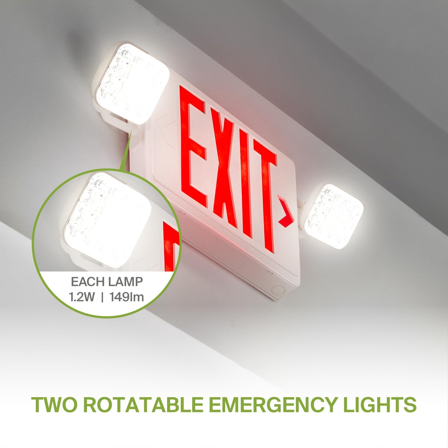 ASD LED Emergency Exit Sign with Battery Backup - 120-277V UL Double Face Rotatable Lighted Exit Signs with Emergency Lights for Business, Commercial Battery Operated LED Sign Power Outage 6 Pack