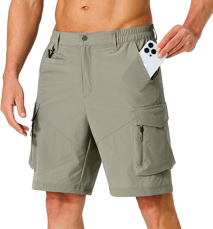 Men's Hiking Cargo Shorts Quick Dry Lightweight Travel Shorts with Multi Pockets for Fishing Camping Golf