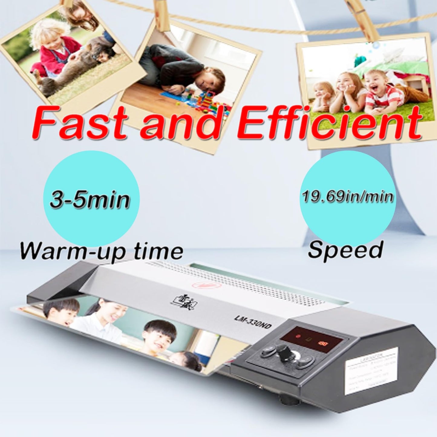 INTBUYING A3 Cold Hot Dual Use Laminator 13" Width 10Mil Thickness Heating time 3-5Min Commercial Laminator for Home Office 4 Roll 110V