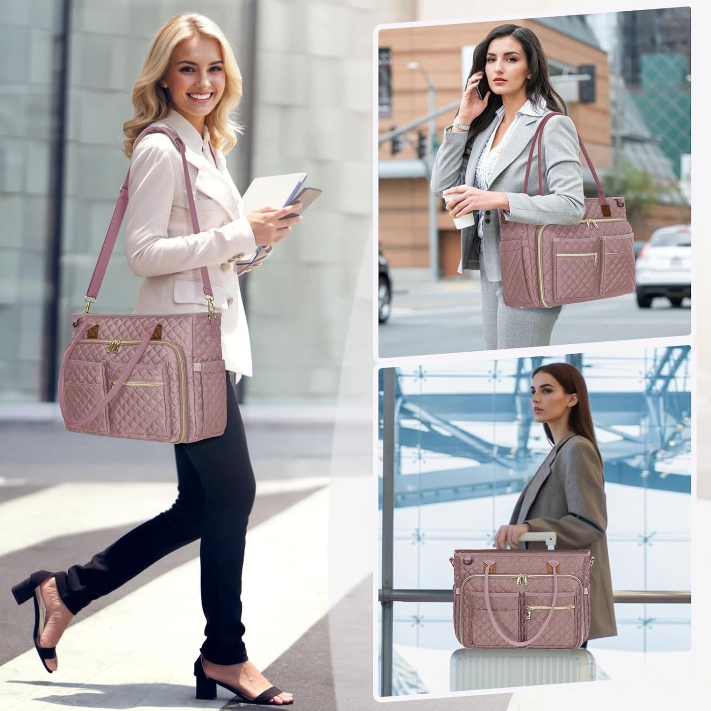 RAINSMORE 15.6 inch Teacher Tote Bag Laptop Bag for Women Work Bags Laptop Tote Nurse Bag Professional Computer