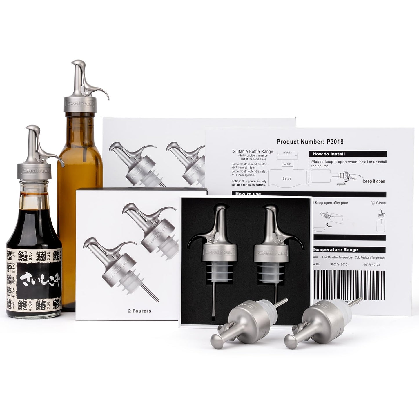 Olive Oil Spouts, Stainless Steel Pour Spout, Olive Oil Pour Spout for Dispenser, Pour Bottle Spouts, Suitable for Beverage,Vinegar and Sauce for Home Kitchen -6PCS