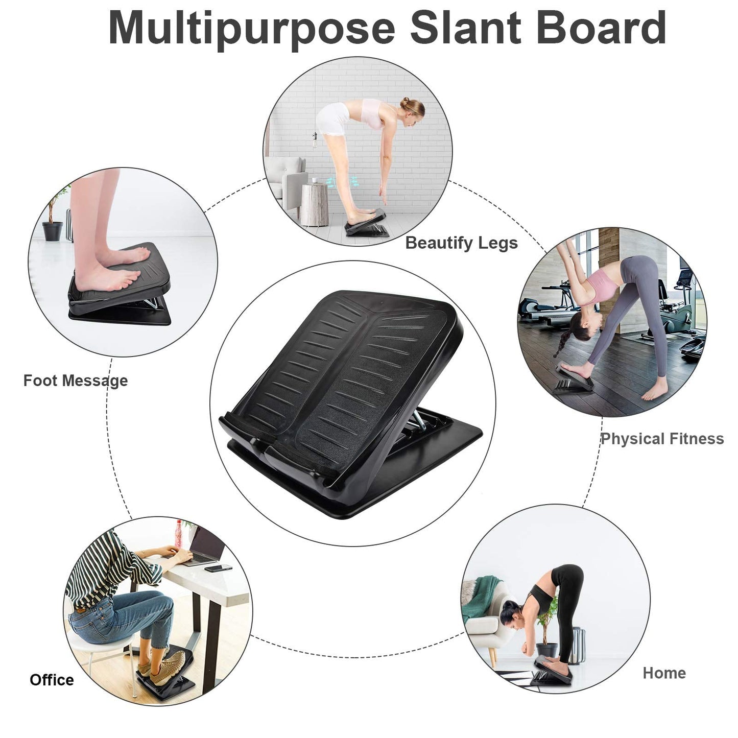 Slant Board, Calf Stretcher Ankle and Foot Incline Board for Stretching Tight Calves or Plantar Fasciitis Adjustable 4 Level (330 lb Capacity), Strength Training Equipment Leg Machines