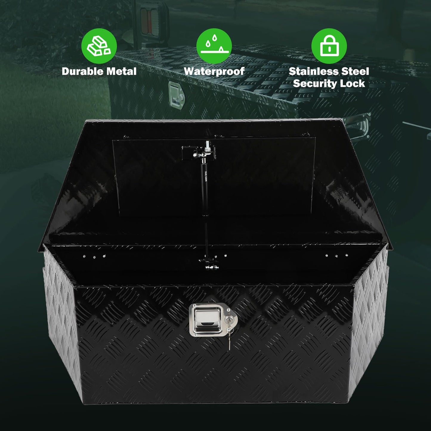 SCITOO 39 Inch Diamond Plate Truck Bed Tool Box,Heavy Duty Aluminum Crossover Storage for Most Full Size Pickups,Lockable Weatherproof Chest,Fits 39" Truck Beds,Easy Access to Load and Unload