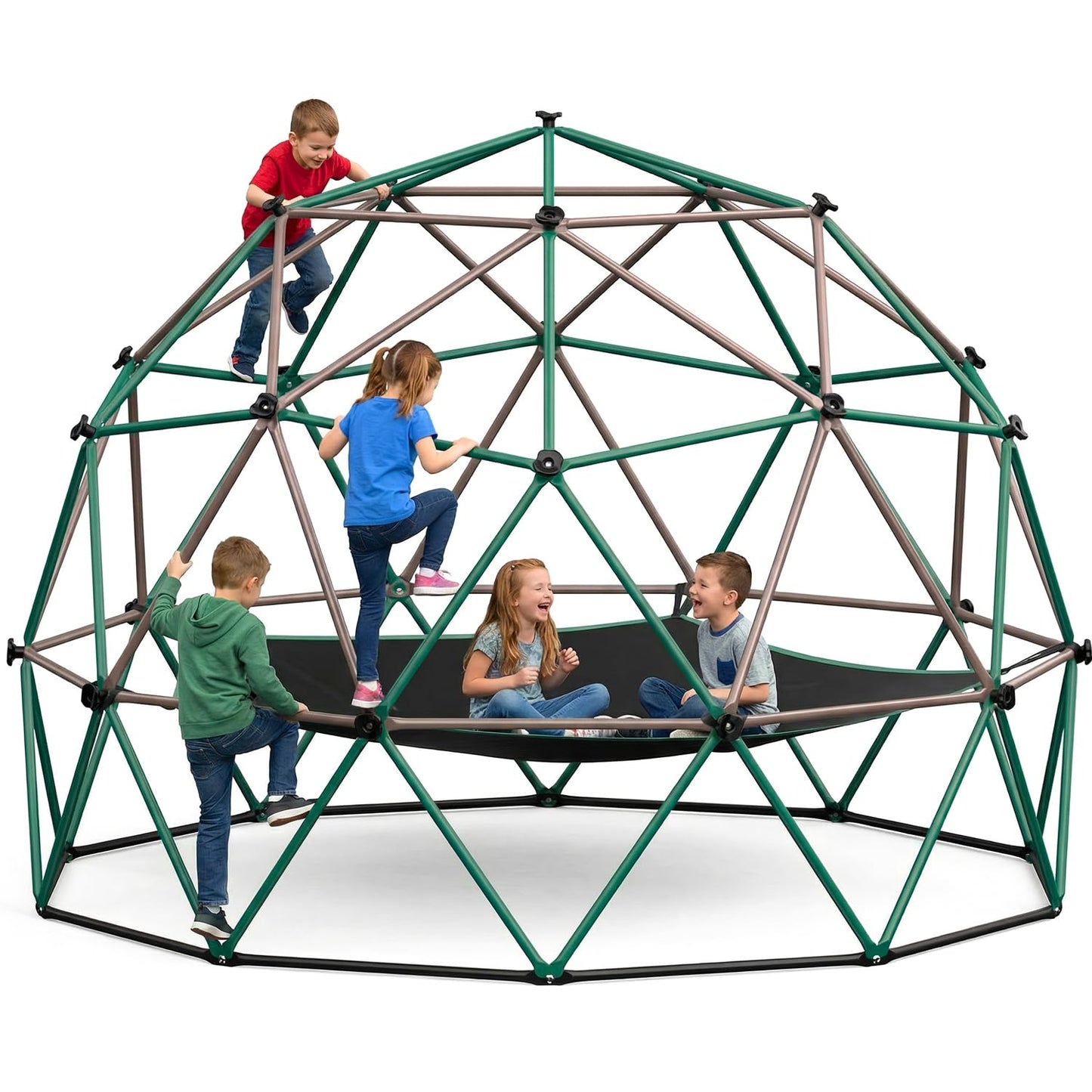 Hapfan 6.5 FT Tall Climbing Dome with Hammock, Large Jungle Gym for Kids Outdoor Backyard, Heavy Duty Monkey Bars Toys for Boys & Girls Ages 3-8 8-12, Weather-Resistant Playset, Patent Pending