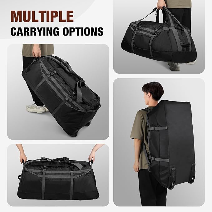 REDCAMP 85L/120L/140L Foldable Duffle Bag with Wheels, Large Travel Duffel Bag