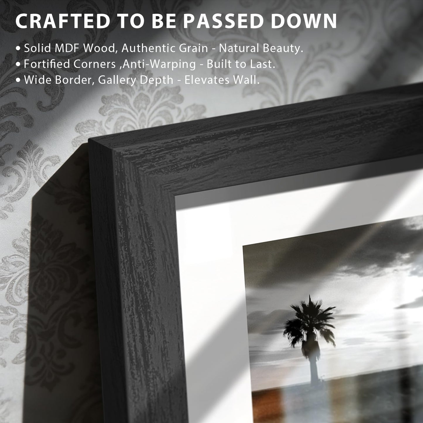 KissNow 13x19 Picture Frame 5-Pack - Black Wooden 19x13 Frames with Tempered Glass, Classic Gallery Design for Photos & Artwork, Horizontal or Vertical Wall Mounting
