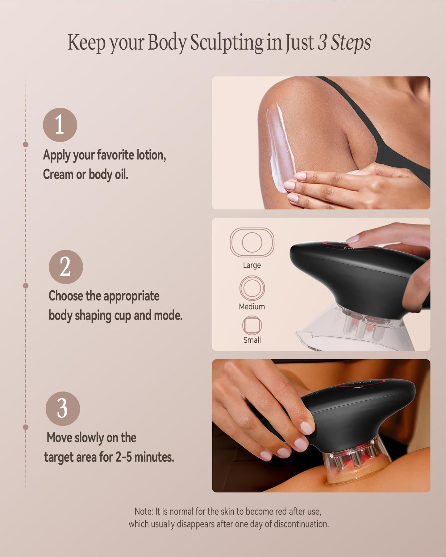 Zelvory 3-in-1 Body Sculpting Machine with Microcurrent, Vacuum & Red Light Therapy for Smooth Skin Appearance, Body Massager for Belly, Legs & Arms, Home Use Device