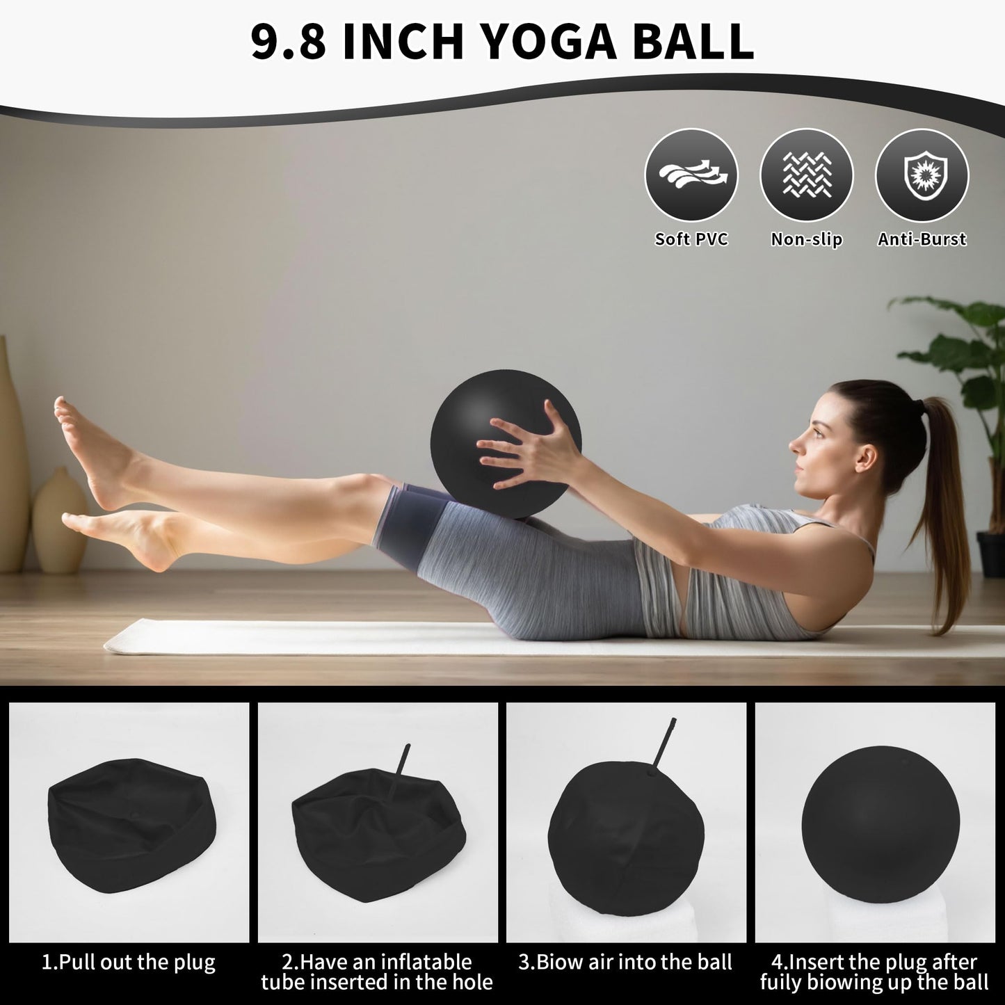 DICYWUDI Pilates Essentials Kit for Home Women, Pilates Equipment for Workouts, 6 Fabric Resistance Bands, 12 Inch Magic Circle Yoga Ring, Mini Exercise Ball, Great Exercise Accessories