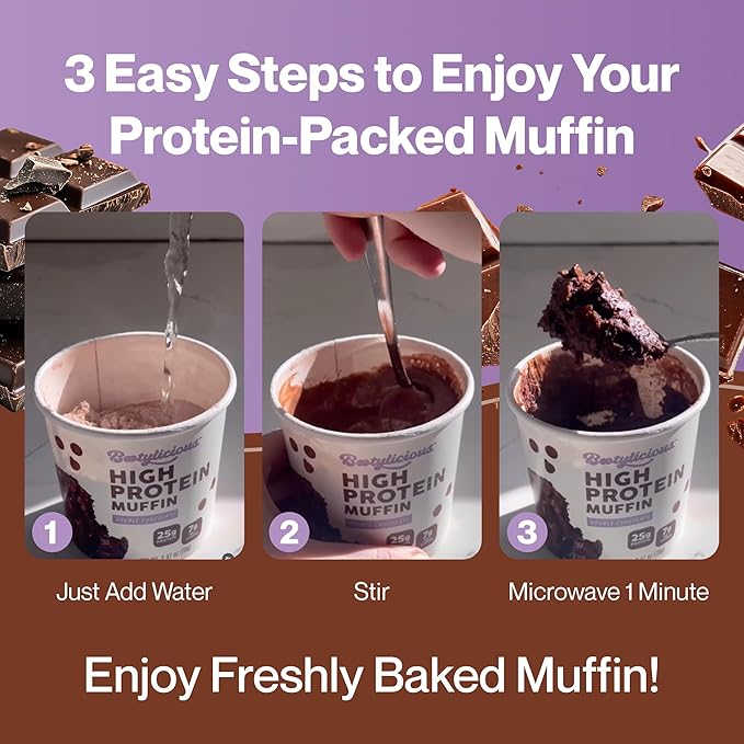 Bootylicious | High-Protein Muffin | Chocolate Lovers | 25g Protein, 7g Net Carbs, Low Glycemic Index, 12-Pack