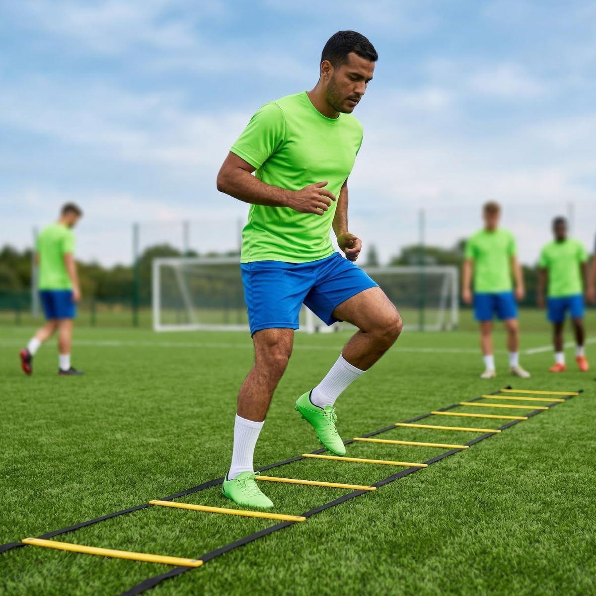 SOFTSOUL Tangle Free Agility Ladder, 12 Fixed Rungs, Heavy Duty Speed & Footwork Training Ladder for Football Soccer Basketball Drills, Portable Exercise Ladder for Kids, Youth & Adults