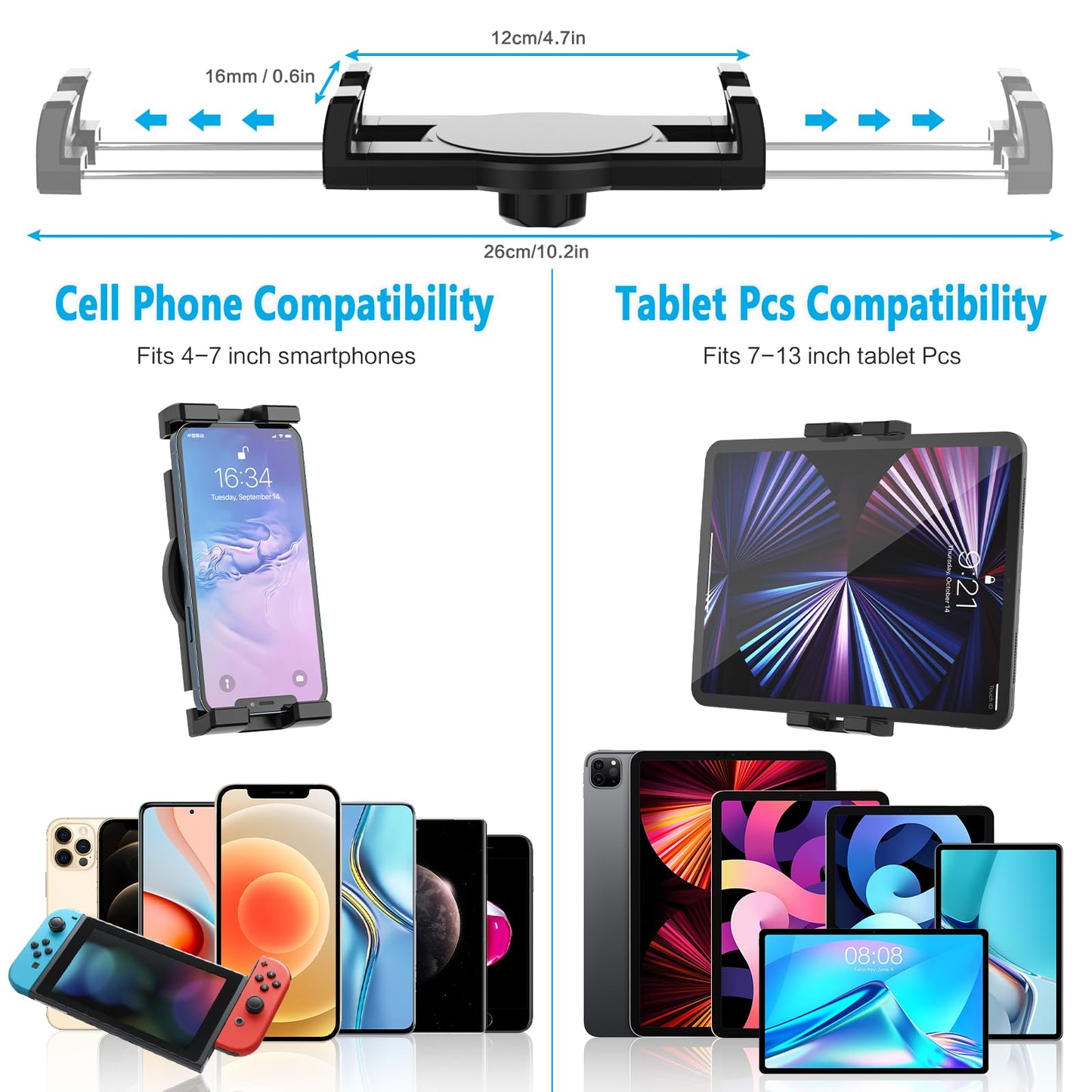 YOOZ Magnetic Tablet Mount for Metal Surface [Powerful Magnet & Portable] Magnet Tablet Holder for Golf Cart/Gym/Warehouse for iPad Pro Air Mini, Galaxy Tab, 4-12.9" Phones & Tablets