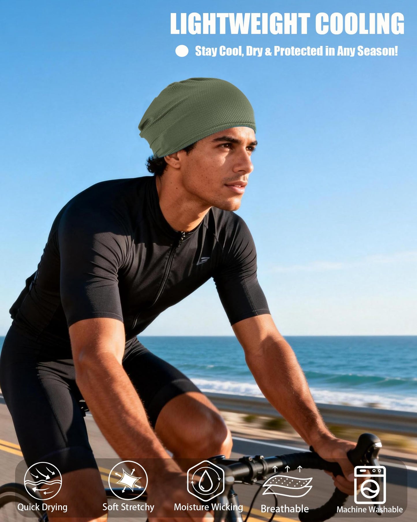 choshion Cooling Skull Caps for Men Women-Thin Breathable Mesh Beanie for Running Skull Cap for Cycling Gym & Outdoor Sports
