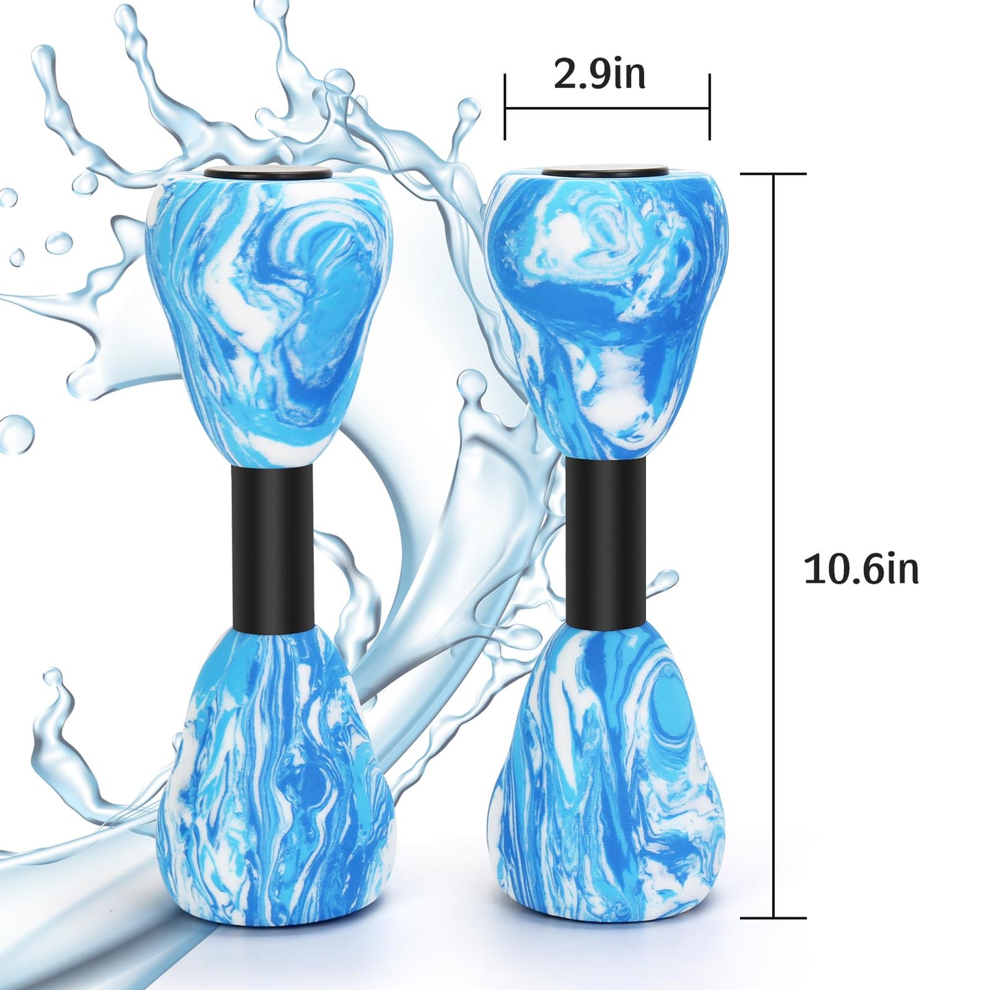 Camouflage Aquatic Dumbbells,2Pcs Foam Water Weights Aerobic Exercise Fitness Equipment Dumbbells, Pool Resistance Swimming Training for Adults/Kids/Men/Women Weight Loss, Beginner Swimming Training (Blue)