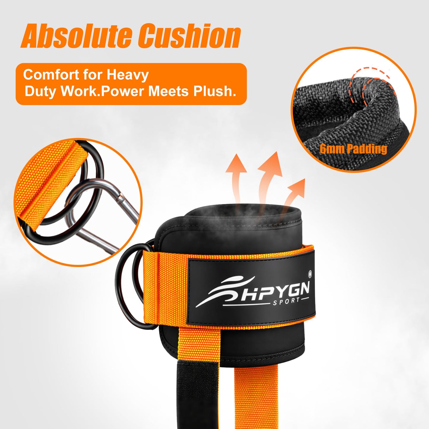 HPYGN Ankle Strap for Cable Machine, Padded Ankle Straps for Cable Machine Kickbacks, Glute Workouts, Leg Extensions, Curls, Booty Hip Abductors Exercise, Adjustable Comfort Ankle Cuff for Gym