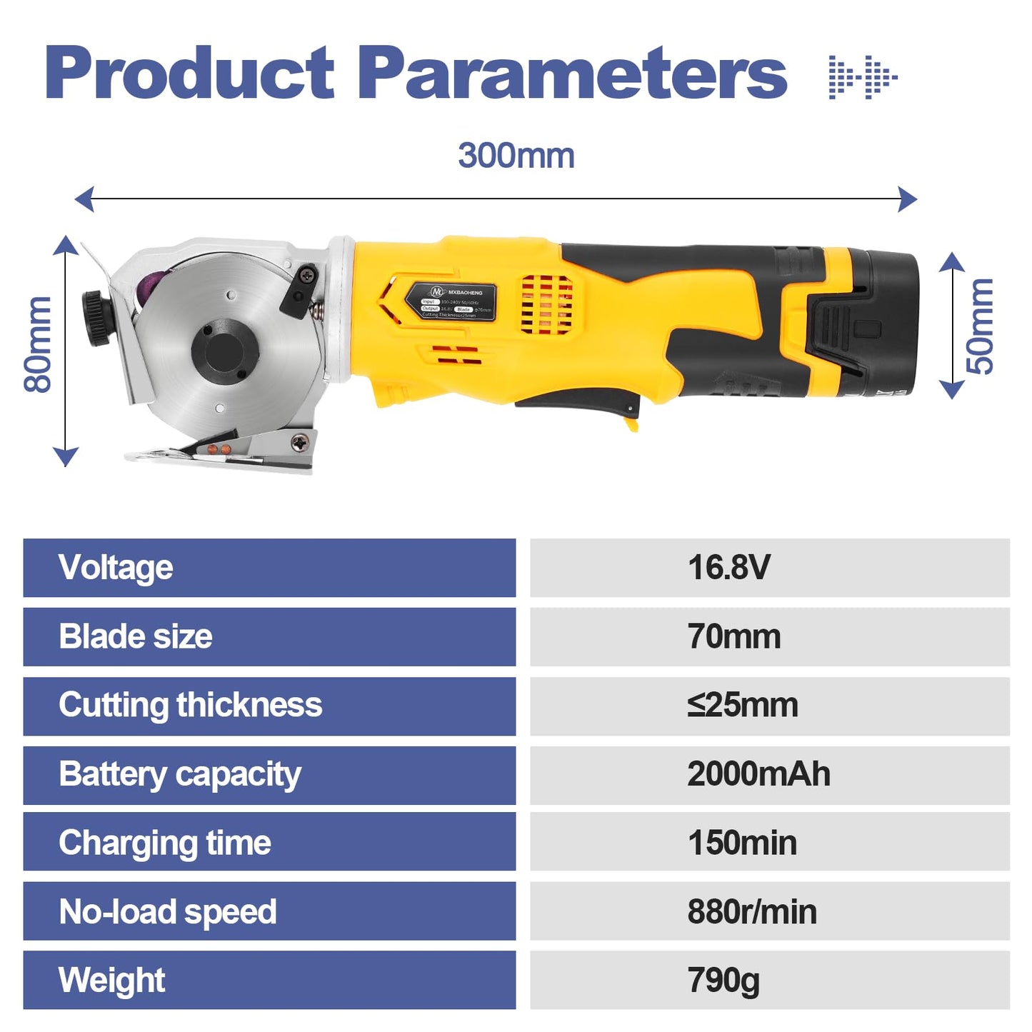 MXBAOHENG Electric Scissors Cordless Cardboard Cutter Rotary Cutter with Safety Switch, Power Box Cutter Fabric Cutting Machine (2 Batteries)