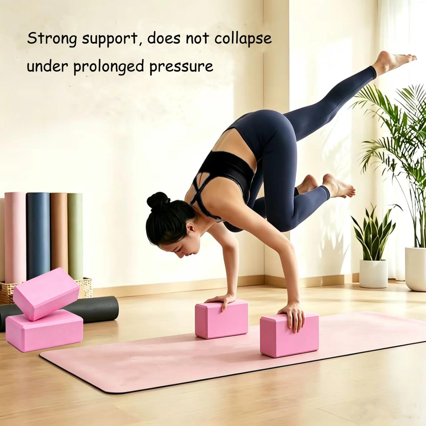 9"x6"x3" Yoga Blocks 2 Pack, Soft Non-Slip Surface Premium Foam Yoga Blocks, Supportive, Lightweight, Odor Resistant Yoga Accessories for Pilates, Meditation, General Fitness, Stretching & Toning
