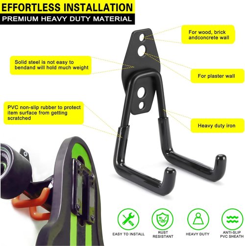 Heavy Duty Garage Hooks by [Brand Name] - 8 Pack Wall Mount Tool Hangers for Ladders, Ropes & More