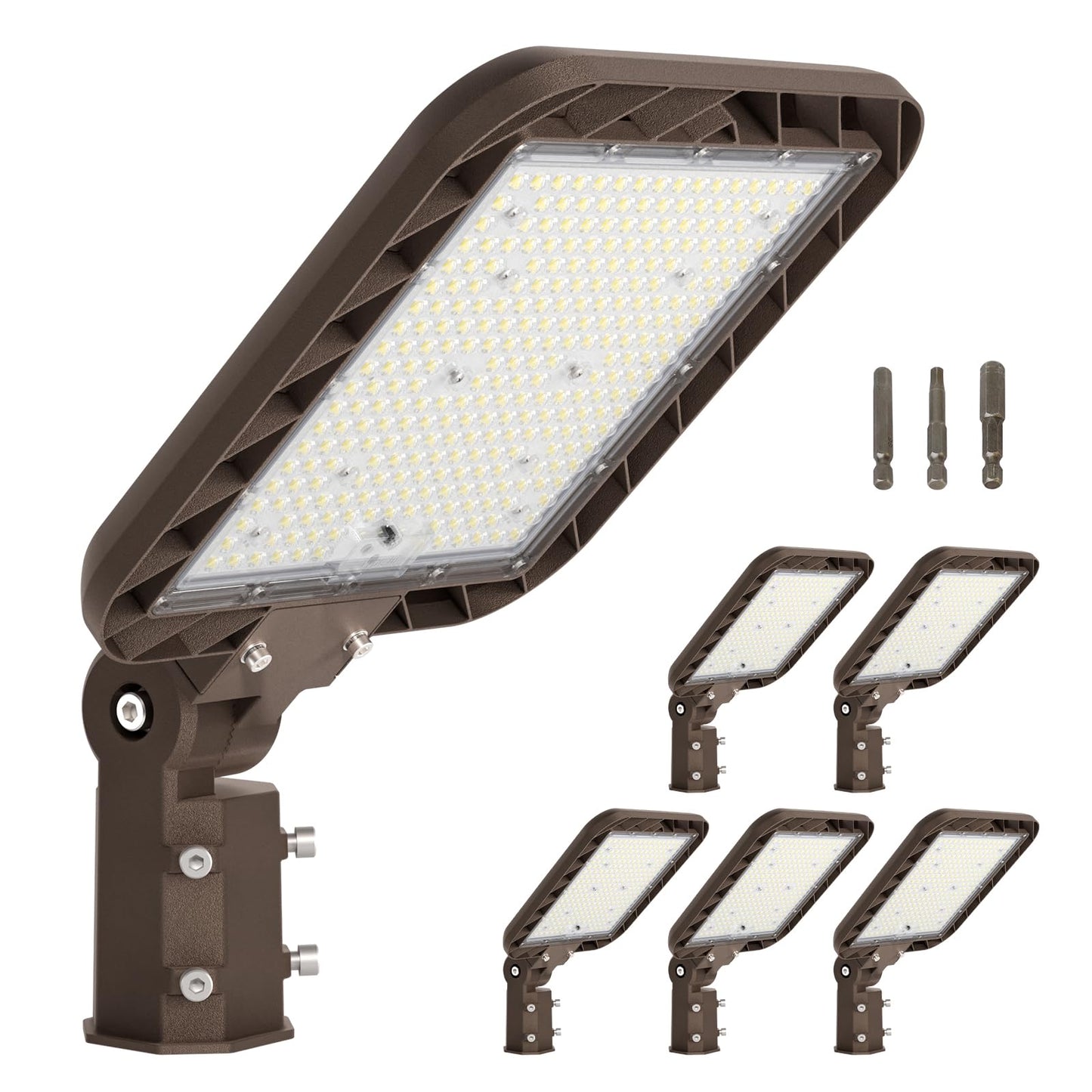 Upgrade 240W LED Parking Lot Light, 36000LM LED Light Pole with Dusk to Dawn Photocell, 5000K Daylight, IP65 Waterproof Die-Cast Aluminum, Commercial Pole Lights Outdoor for Parking Lots, 6 Pack