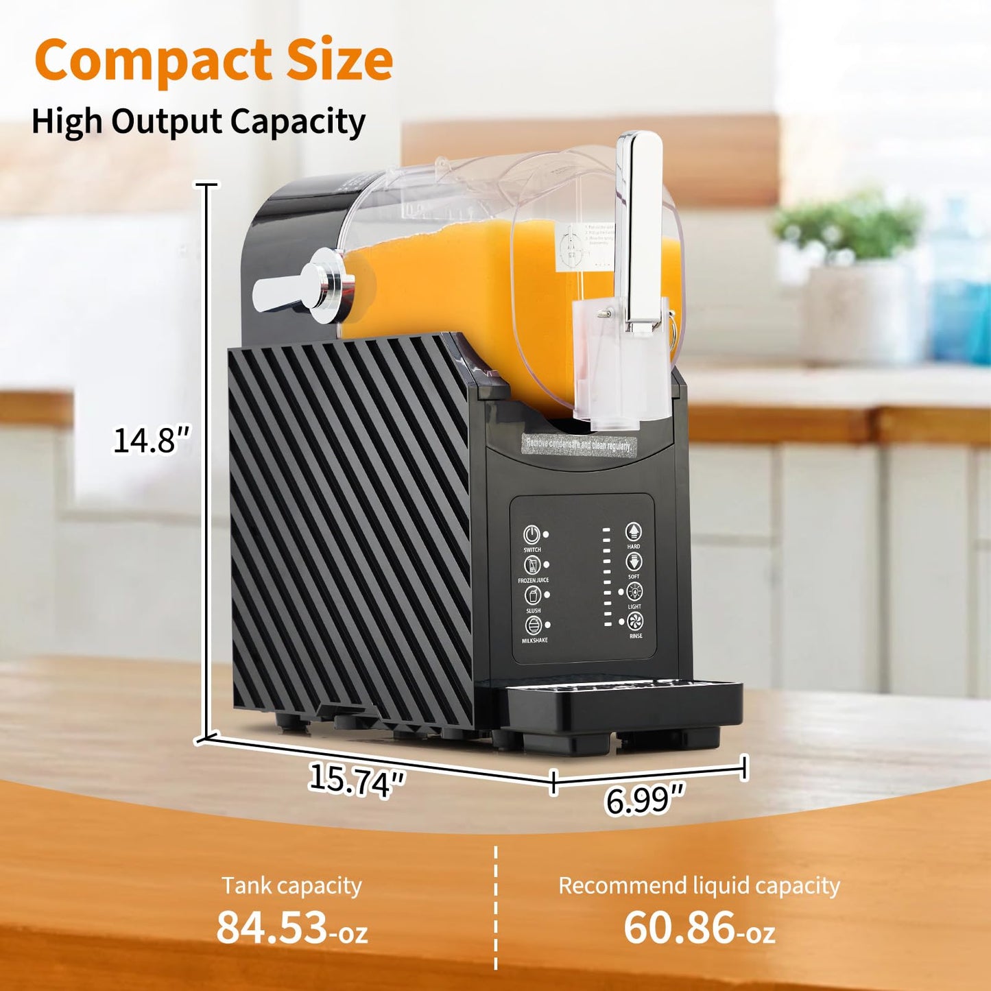 MilleLoom 84oz (2.5L) Slushie Machine with 3 Preset Modes - Frozen Drink Maker for Slush, Milkshake & Frappe, Auto-Clean, LED Display, One-Touch Dispensing for Home & Party Use