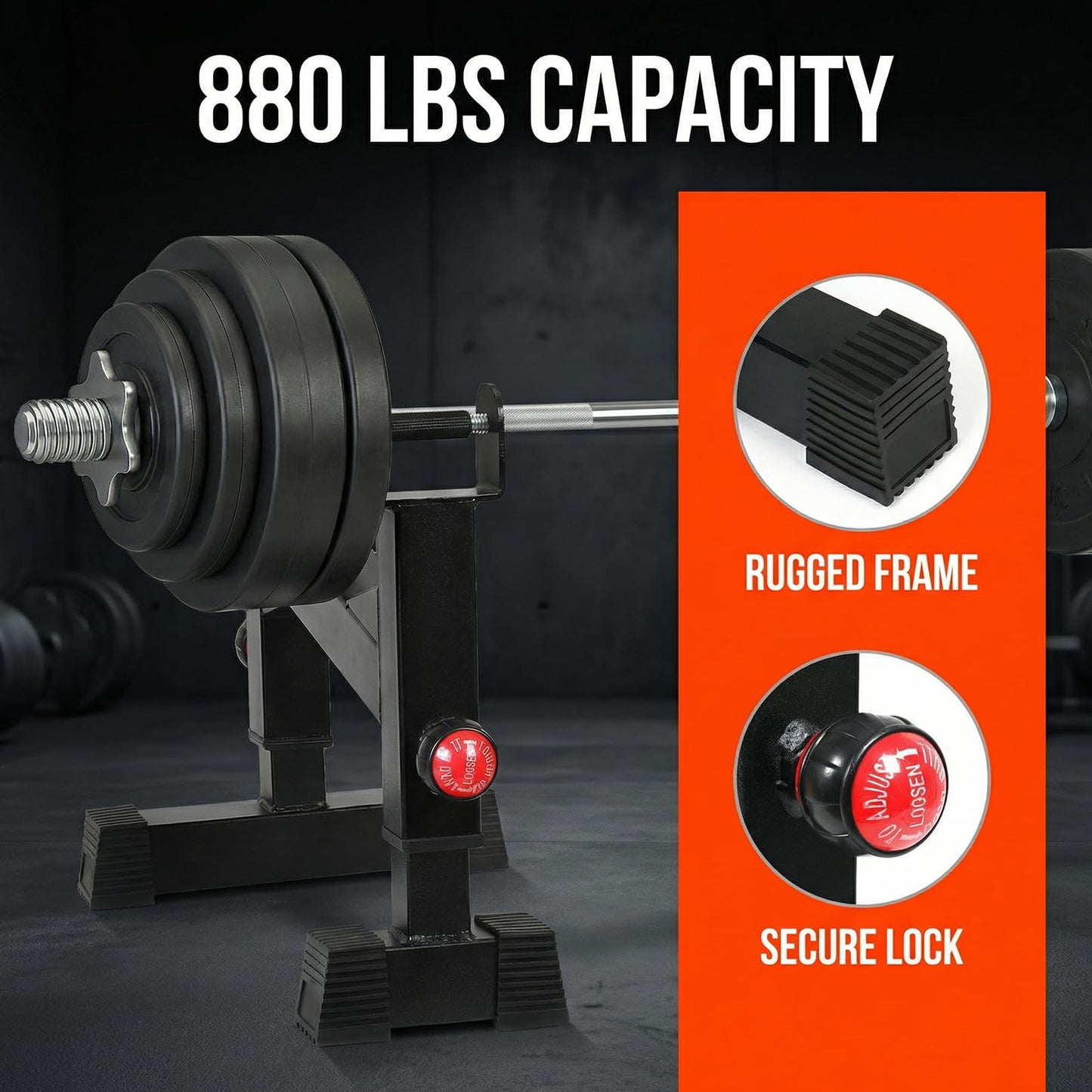 STARSNET Deadlift Sling Rack, Deadlift Platform Barbell Elevation Stand with 5-Level Height Adjustment for Home Gym Weightlifting, 880 lbs Capacity