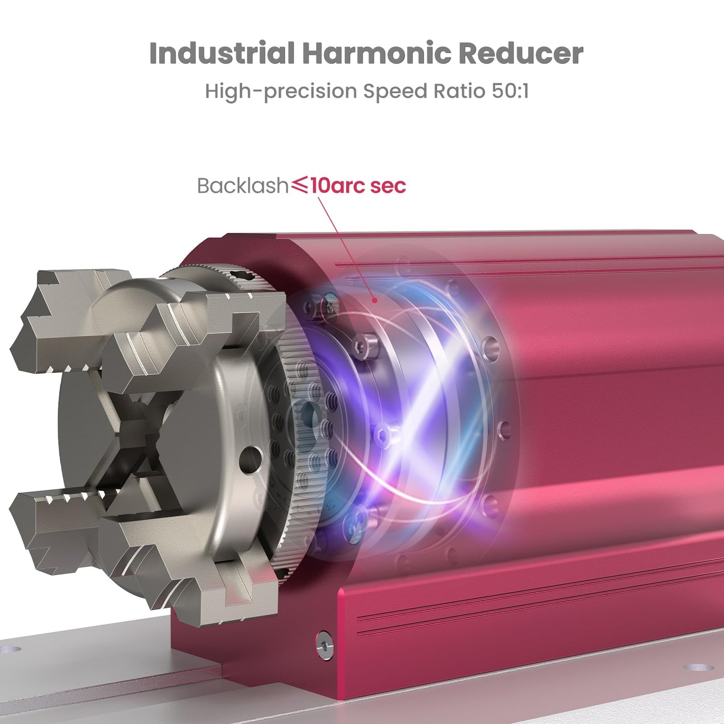 NymoLabs 4th Axis Rotary Module Kit with Industrial Harmonic Reducer for CNC NBX-5040, NBS-6040, 50:1 Speed Reducer, Clamped Range: Length 20-260mm, Diameter 2-67mm