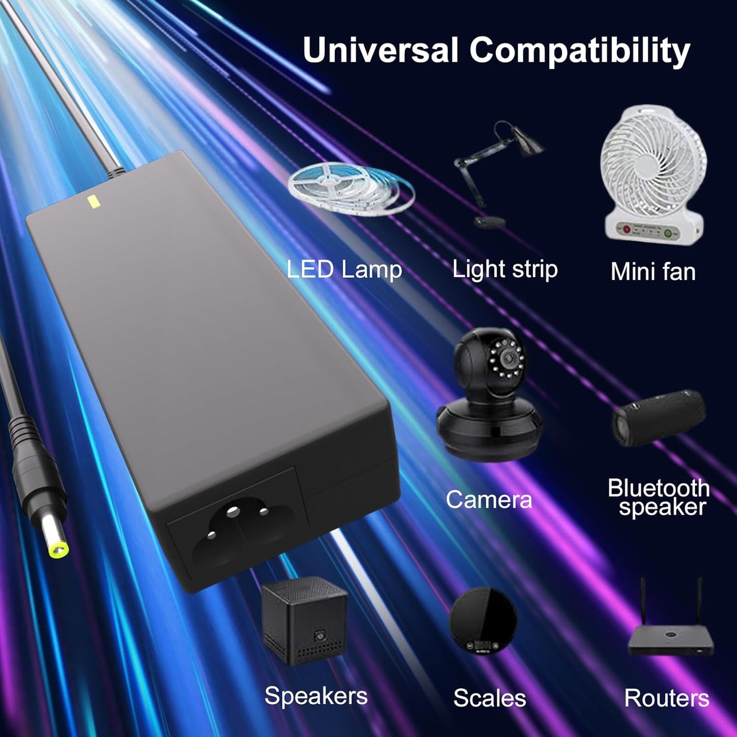 VillaCool 24V 2.5A AC/DC Power Supply Adapter Transformers Cord Compatible with JBL Vizio Polk Soundbar LED Strips CCTV
