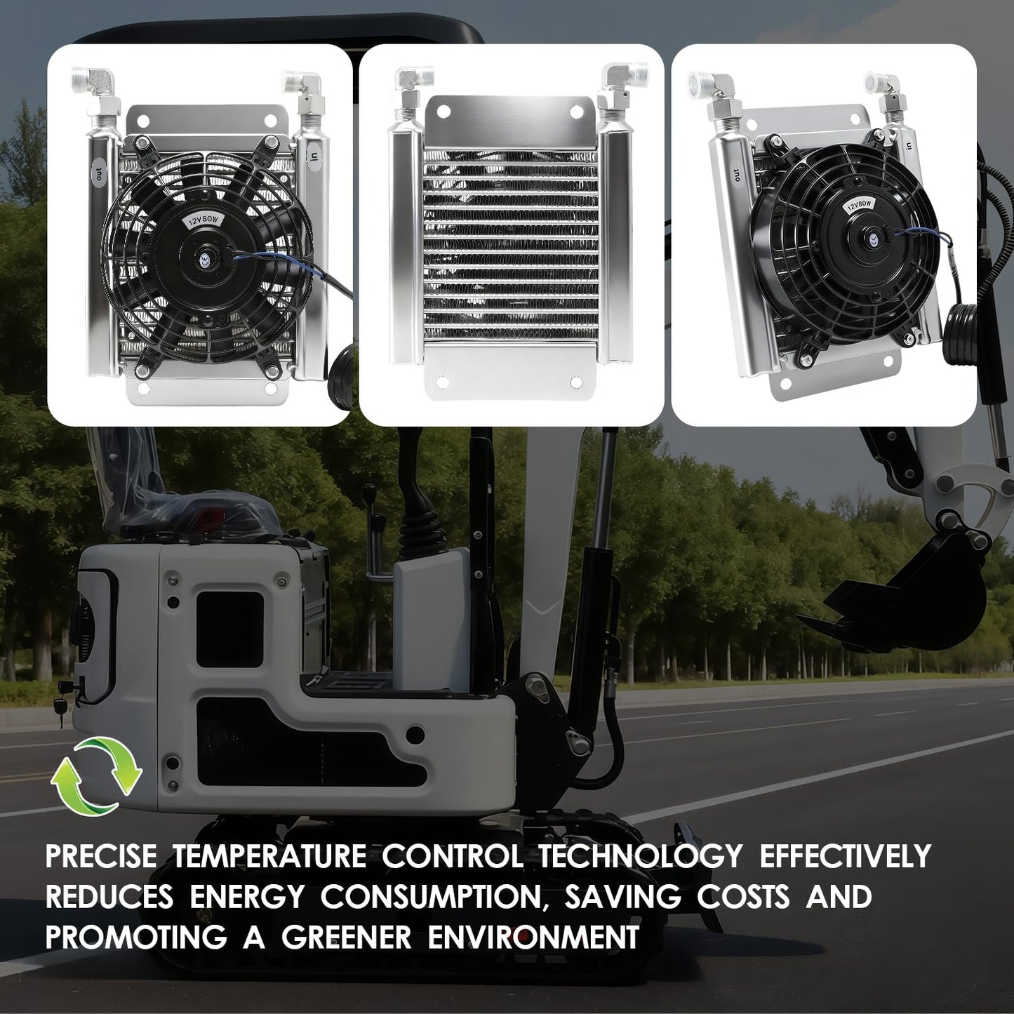 Radiator Plus Hydraulic Fan is Suitable for Mini Excavators Ranging from 1 to 1.8 tons, Hydraulic Air Cooling Radiator with Compatible with AGT-H12 and AGT-QH12