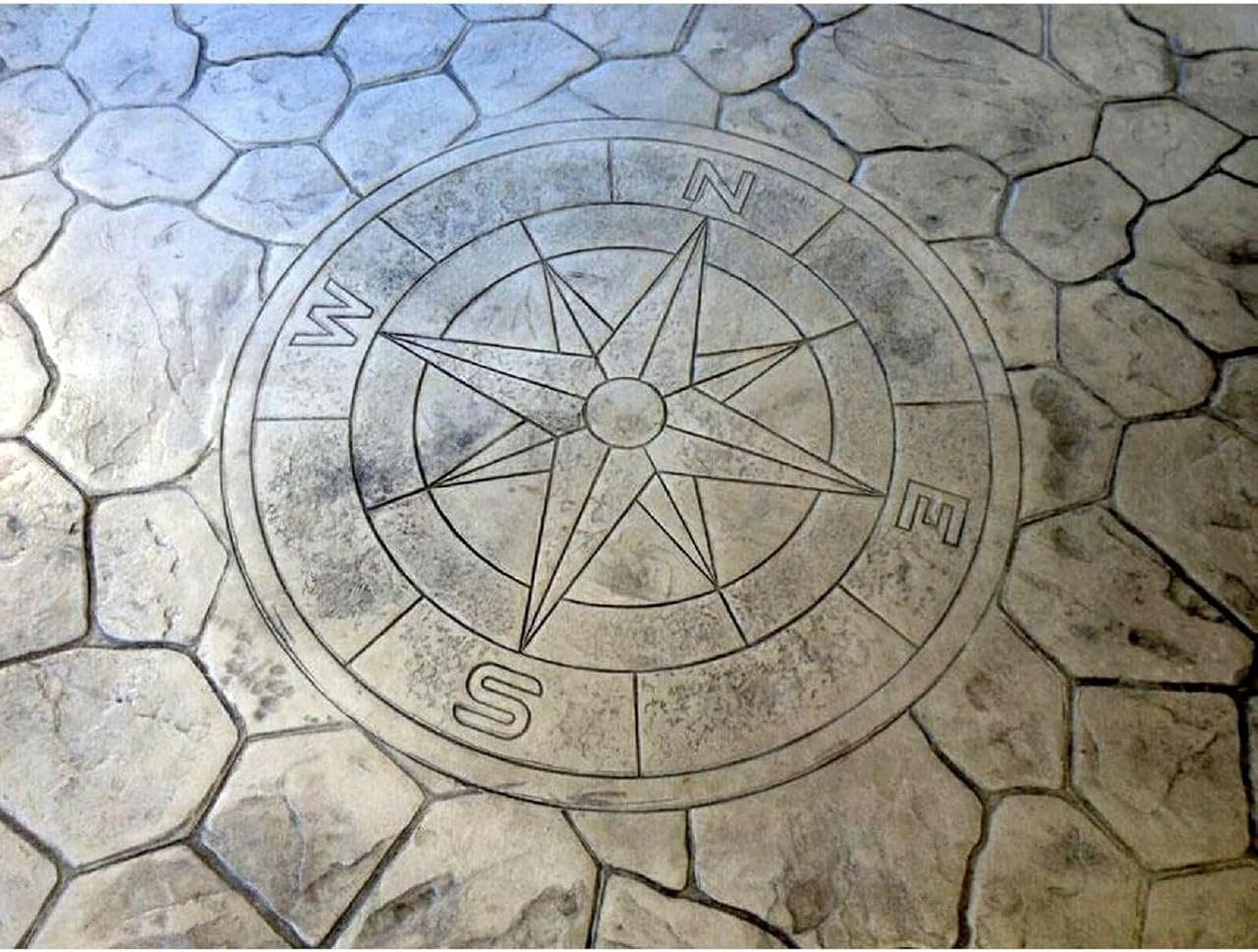 “Round Compass Big” Concrete Stamp – 39" Polyurethane Flexible Mold for Stamping Cement, Plaster, mat for Printing, Decorative Texture Tool for Horizontal & Vertical Surfaces, Durable & Reusable