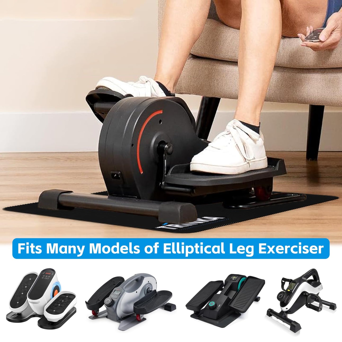 Non-Slip Workout Mat for Under Desk Elliptical Machine, Mats for Exercise Equipment, Suitable for Electric Seated Foot Pedal Exerciser, Enhanced Stability & Floor Protection