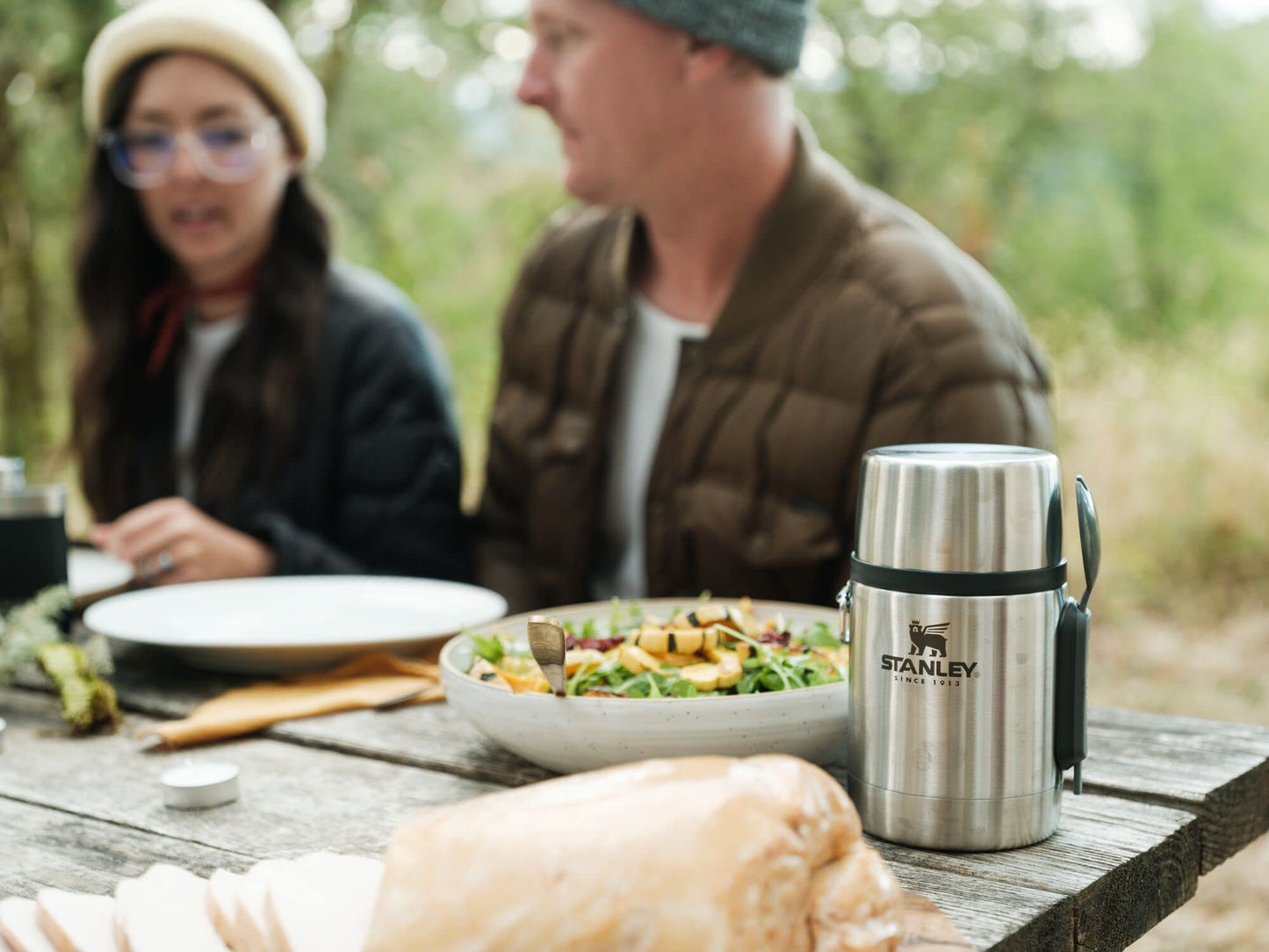 STANLEY Classic Food Jar and Spork 18 oz | Vacuum Insulated Food Container | Wide Mouth Screw On Lid | Packable for Travel | Stainless Steel with Leakproof Lid | BPA-Free | Stainless Steel