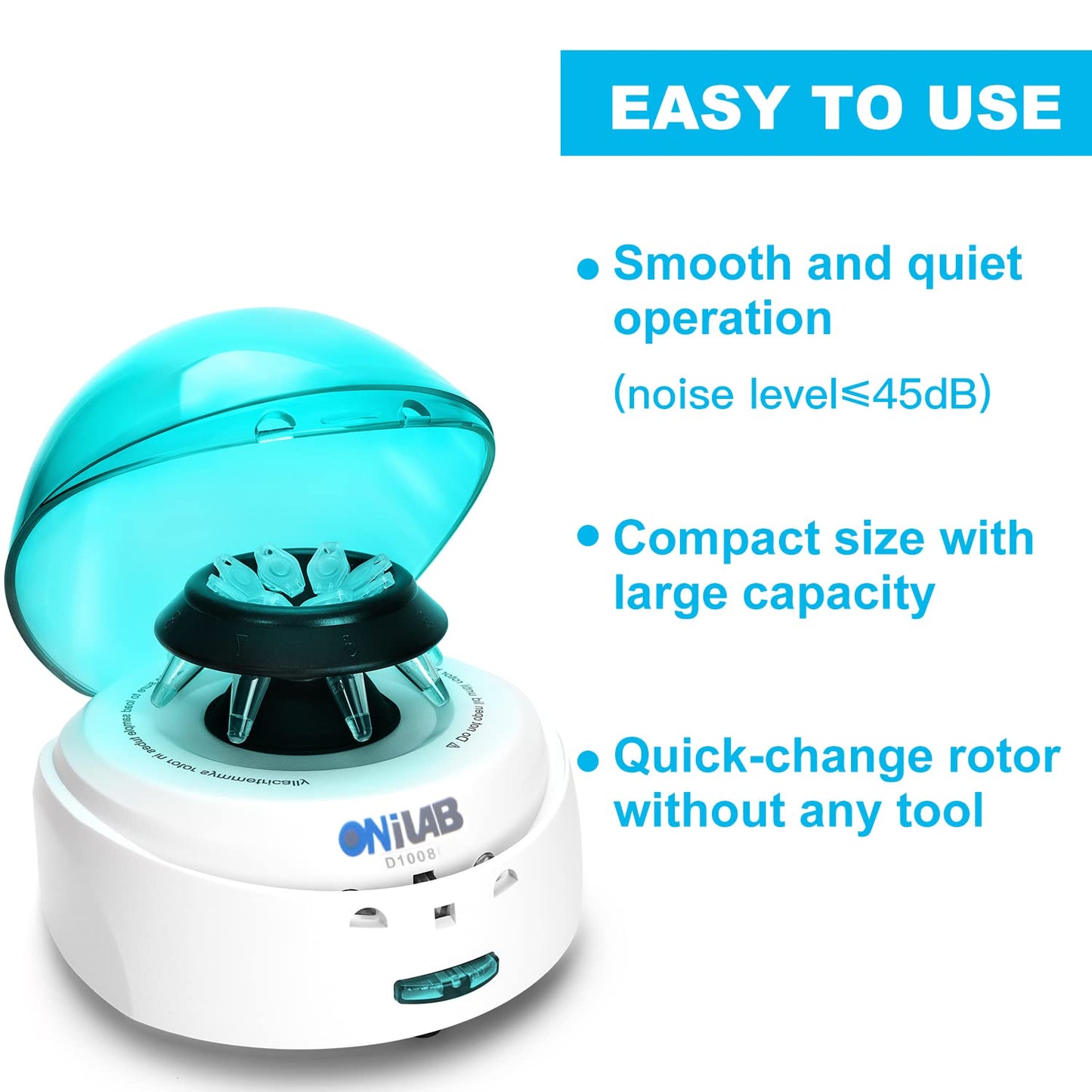 ONiLAB Scientific Mini Centrifuge 5000RPM,1360 x g RCF, Lab Benchtop Centrifuge with 2 Rotors for 8 x 0.2/0.5/1.5/2.0ml and 0.2mL×32 PCR Strips, Low Noise≤45dB, 100-240V,Green lid(ONLY for MICROTUBES)