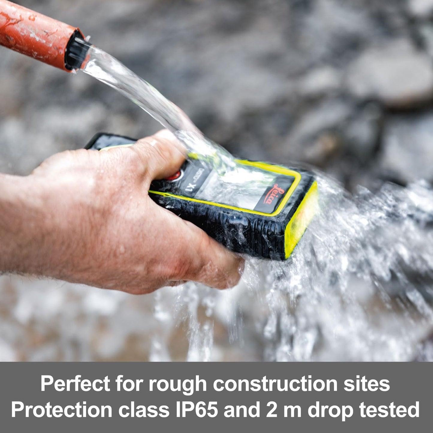 Leica Disto X1 - Range 330 ft, Bluetooth 4.2 and NFC Data Transfer, add and Subtract, Volume, 4-line Display, IP 65 dust and waterjet Protection and 6 ft Drop Tested, Hand Loop, Pouch.